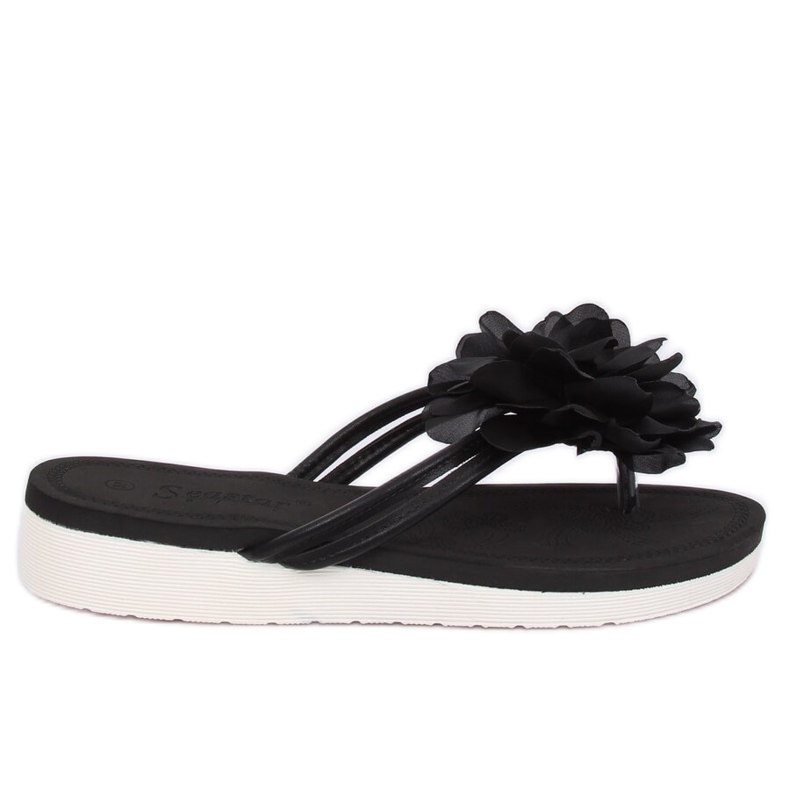 Chanclas negras con flor CK103 Negro