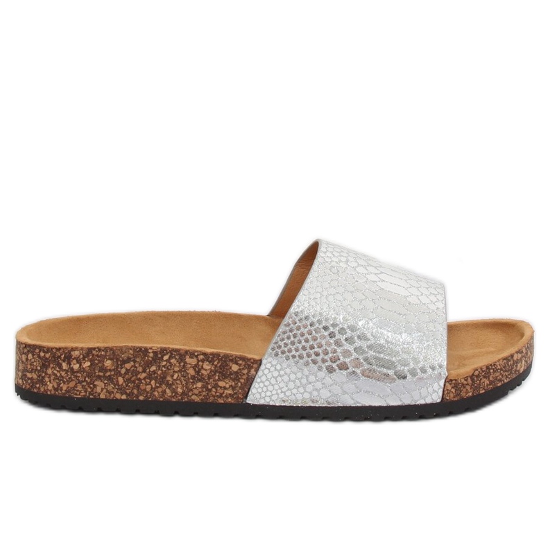 Pantuflas plateadas plateadas para mujer PK44491 Plateadas gris