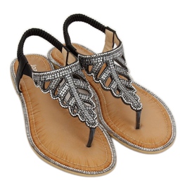 Chanclas negras con piedras ZY172 Negro