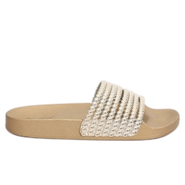 G301 Pantuflas doradas con abalorios dorado