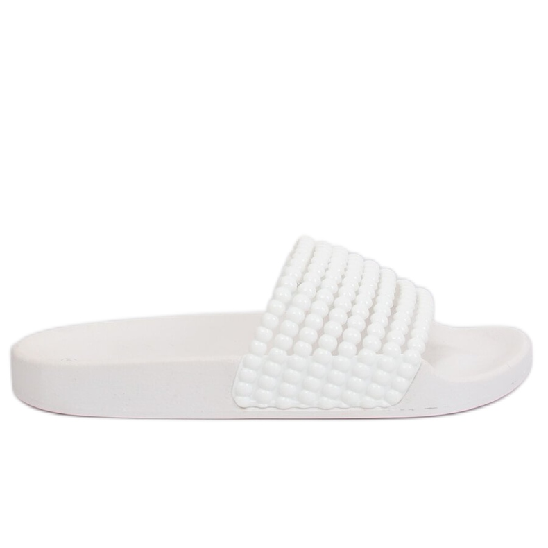 Blanco G301 Pantuflas blancas con abalorios