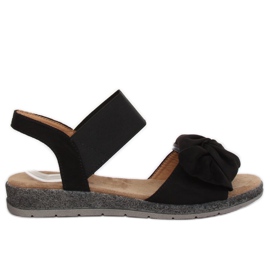 Sandalias de mujer con lazo negro F3055 Negro