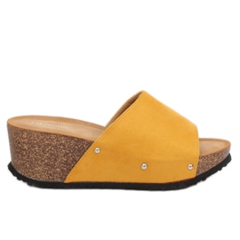 Amarillo GU56 Pantuflas cuña amarillas