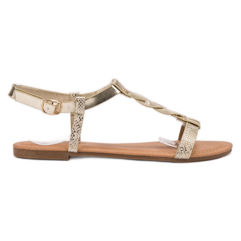 Mannika Sandalias planas doradas dorado