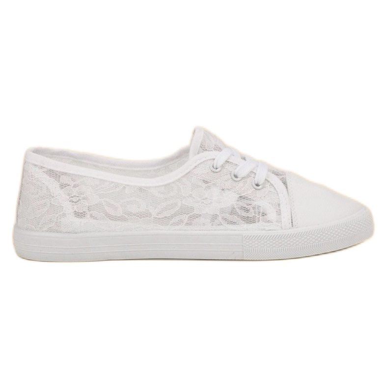 Mckeylor Tenis bajos de encaje blanco