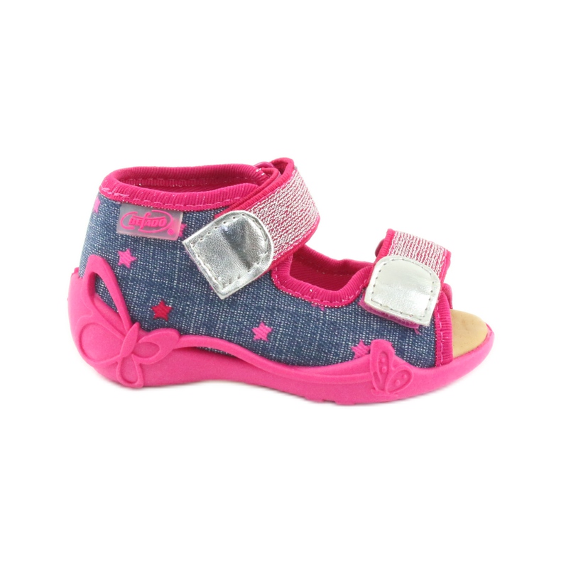 Sandalias befado pantuflas, plantilla de piel azul rosado
