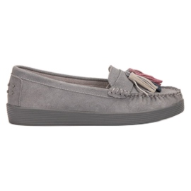 Filippo Mocasines de piel con flecos gris Filippo Mocasines de piel con flecos gris