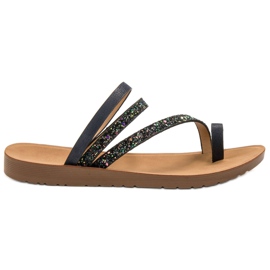 Vinceza Chanclas con purpurina negro