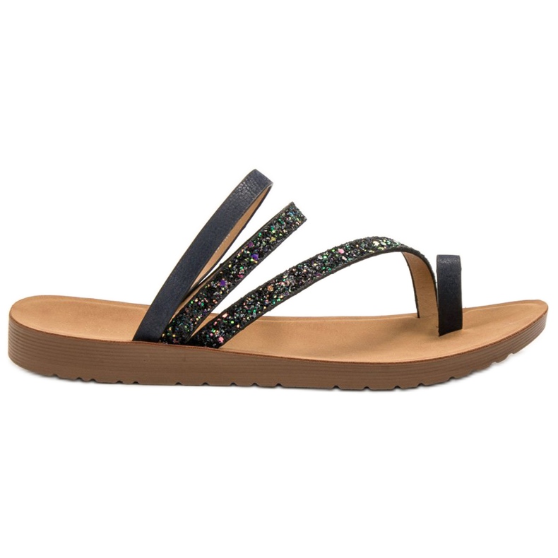 Vinceza Chanclas con purpurina negro