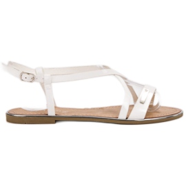 Anesia Paris Sandalias planas lacadas blanco