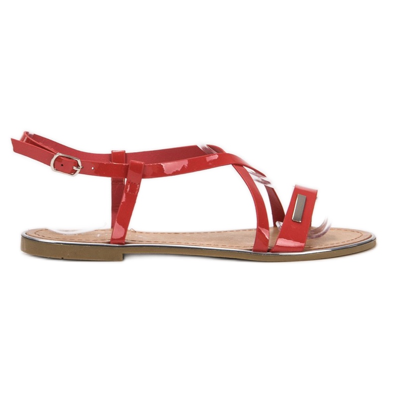Anesia Paris Sandalias planas lacadas rojo