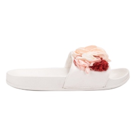 Anesia Paris Pantuflas Blancas Con Flores blanco