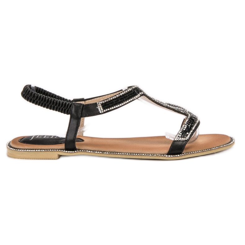 SHELOVET Sandalias decoradas con una goma elástica negro SHELOVET Sandalias decoradas con una goma elástica negro