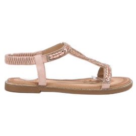 Forever Folie Sandalias sin cordones con cristales rosa