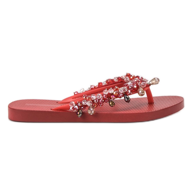 SHELOVET Chanclas de goma con adornos rojo