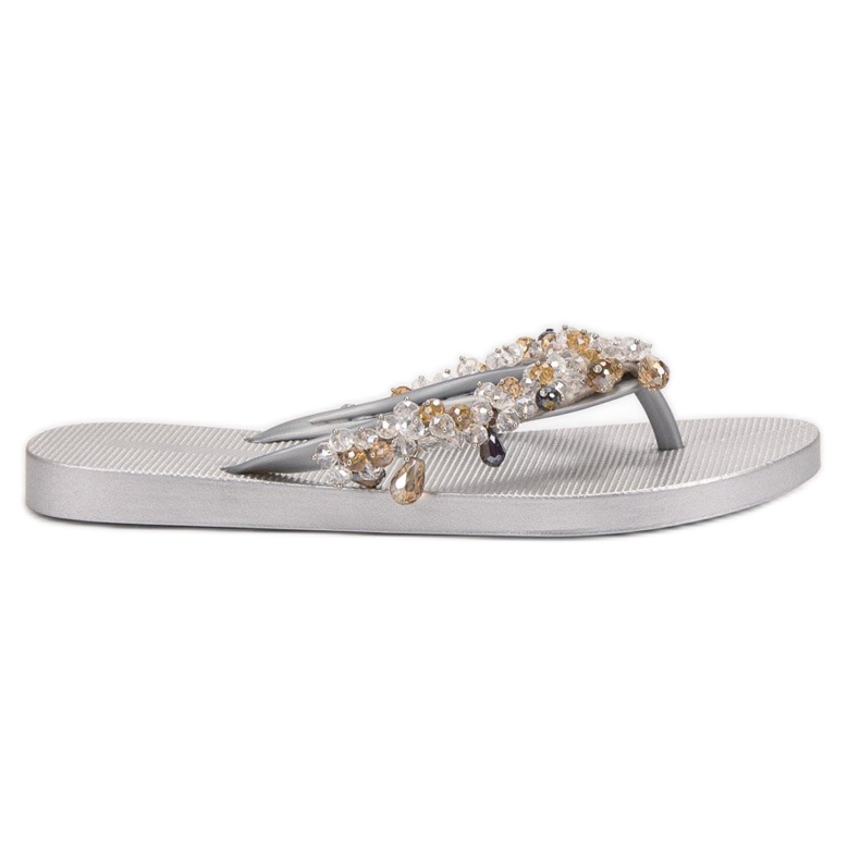 SHELOVET Chanclas de goma con adornos gris