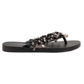 SHELOVET Chanclas de goma con adornos negro
