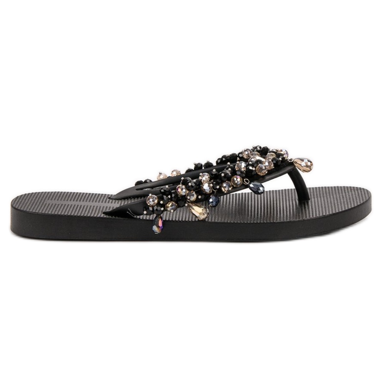 SHELOVET Chanclas de goma con adornos negro