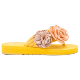 SHELOVET Chanclas ligeras con flores amarillo