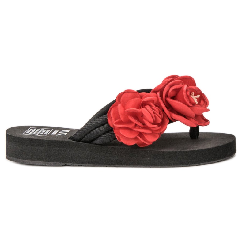 SHELOVET Chanclas ligeras con flores negro