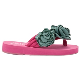 SHELOVET Chanclas ligeras con flores rosado