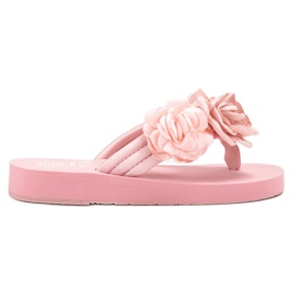 SHELOVET Chanclas ligeras con flores rosa