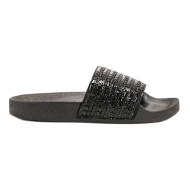 Queen Vivi Pantuflas con Cristales negro Queen Vivi Pantuflas con Cristales negro
