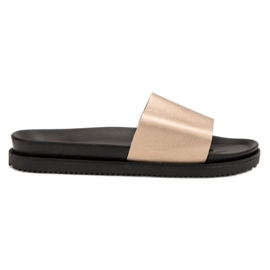 Clowse Pantuflas doradas para mujer dorado