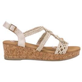 SHELOVET Sandalias trenzadas boho marrón