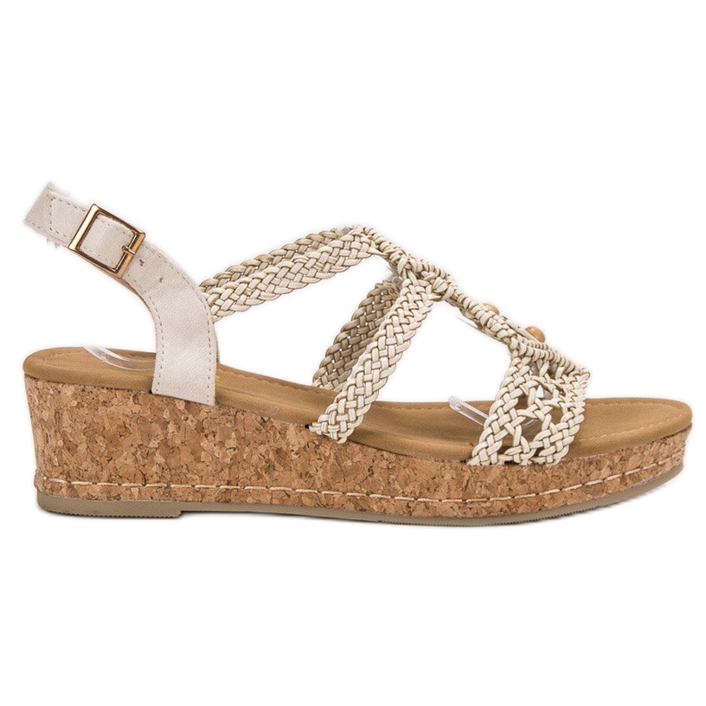 SHELOVET Sandalias trenzadas boho marrón