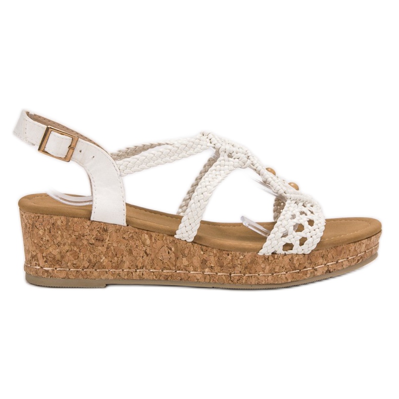 SHELOVET Sandalias trenzadas boho blanco