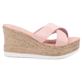 Bello Star Sandalias de cuña rosa