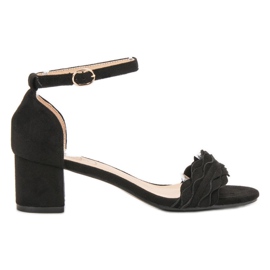 SHELOVET Sandalias clásicas con volante negro