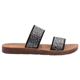 Seastar Pantuflas Con Circonita Cúbica negro