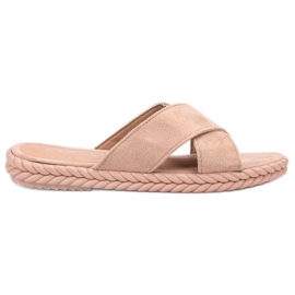 SHELOVET Zapatillas de gamuza marrón
