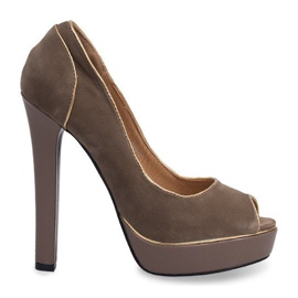 Tacones Abiertos Clásicos En Plataforma 805 Beige