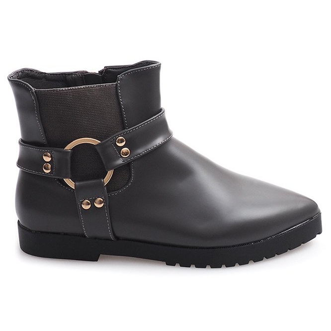 Botas Cálidas Elegantes Con Hebilla HW14 Gris Botas Cálidas Elegantes Con Hebilla HW14 Gris