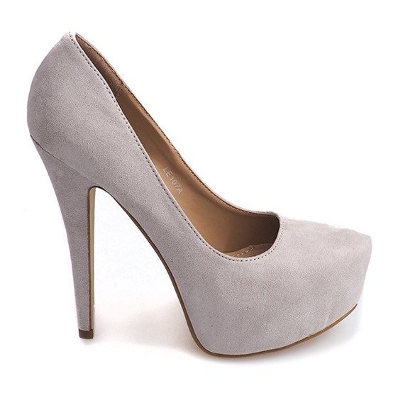 Tacones de ante en la plataforma gris LE107A