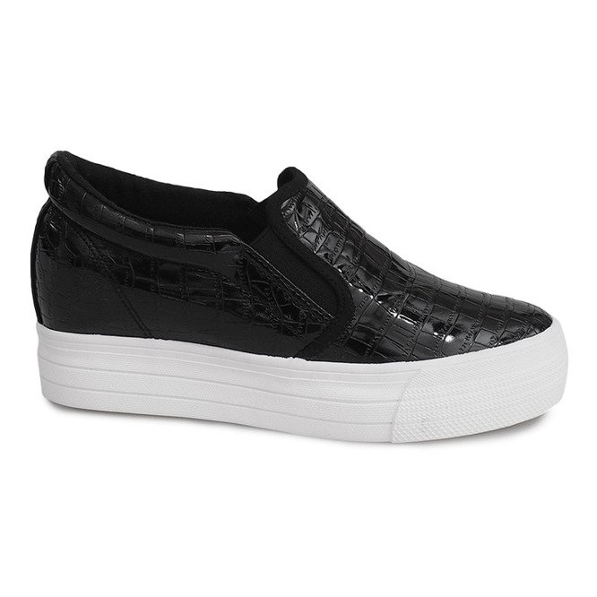 Zapatillas Lacadas Con Cuña KB-125 Negro