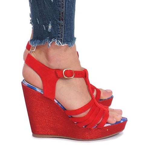 Sandalias de cuña ankard rojas rojo