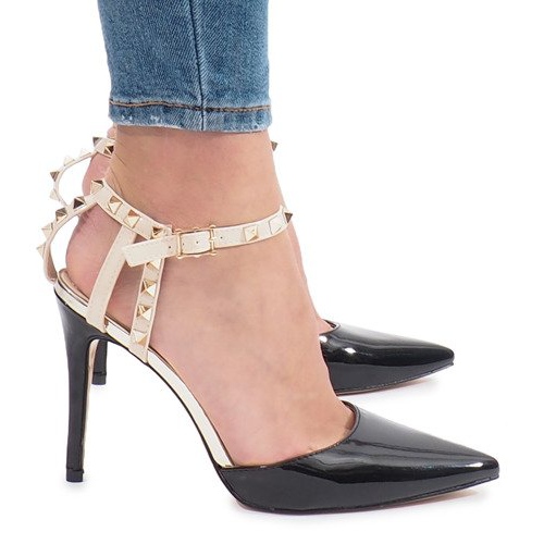 Tacones lacados en negro con tachuelas Behati multicolor amarillo