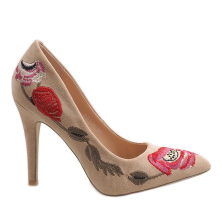 Tacones de ante beige 9053-14