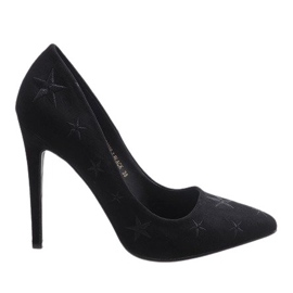 Gamuza negra decorada con estrellas JC3026-1 stilettos negro