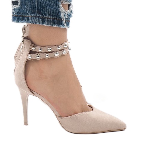 Sandalia tacones beige B-51