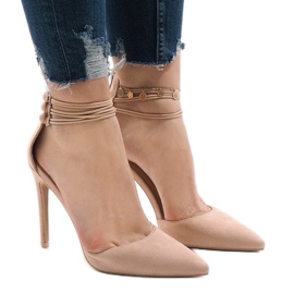 Bombas rosas en un pin 6941-P beige