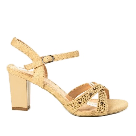 Sandalias de tacón beige 62225