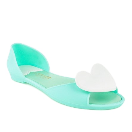 Bailarinas de goma meliski verde con corazón KM121-14