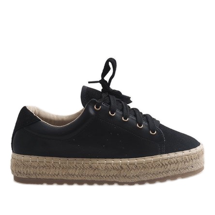 Alpargatas negras con cordones LX-07 negro