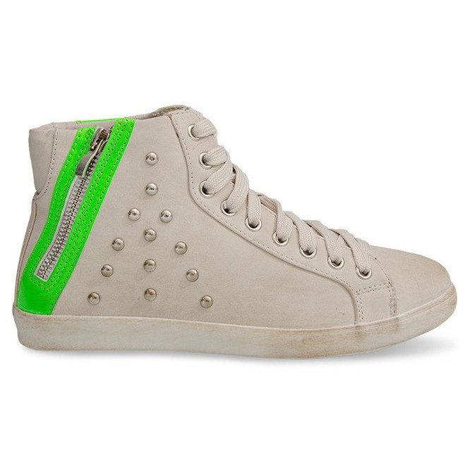 Deportivas Altas Con Tachuelas F16 Beige