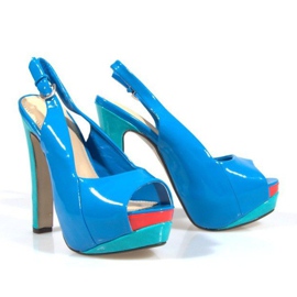 Sandalias de tacón en la plataforma azul A8030